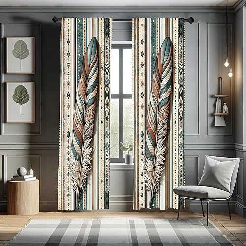 Miniatura 63 de Ambesonne - Cortinas retro para ventana, estilo de los años sesenta y setenta, diseño simétrico repetido de forma redonda geométrica, juego de 2