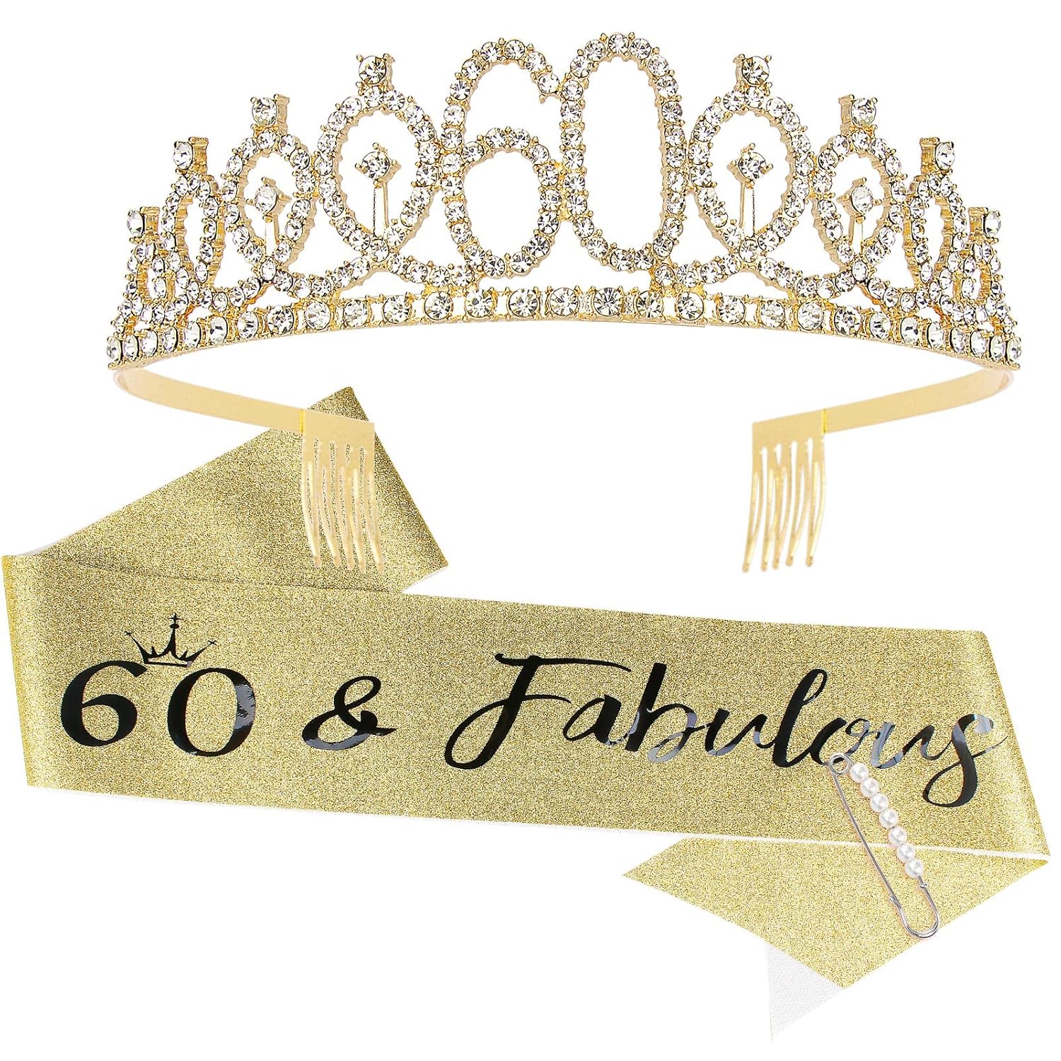 Semato Purple 60th Birthday Tiara and Sash Kit-60th Birthday Gifts for Women