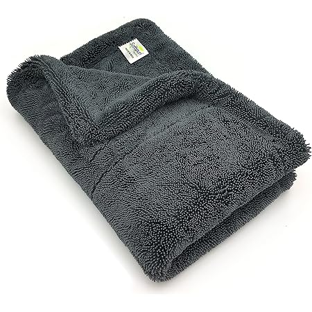 SOFTSPUN Microfiber Cloth for Car - 1200 GSM, 40x60cms, 1Pcs, Grey Twisted Loop Super Absorbent Towel - Edgeless Design with Plush Pile and Lint Free Cloth for Drying and Detailing.…