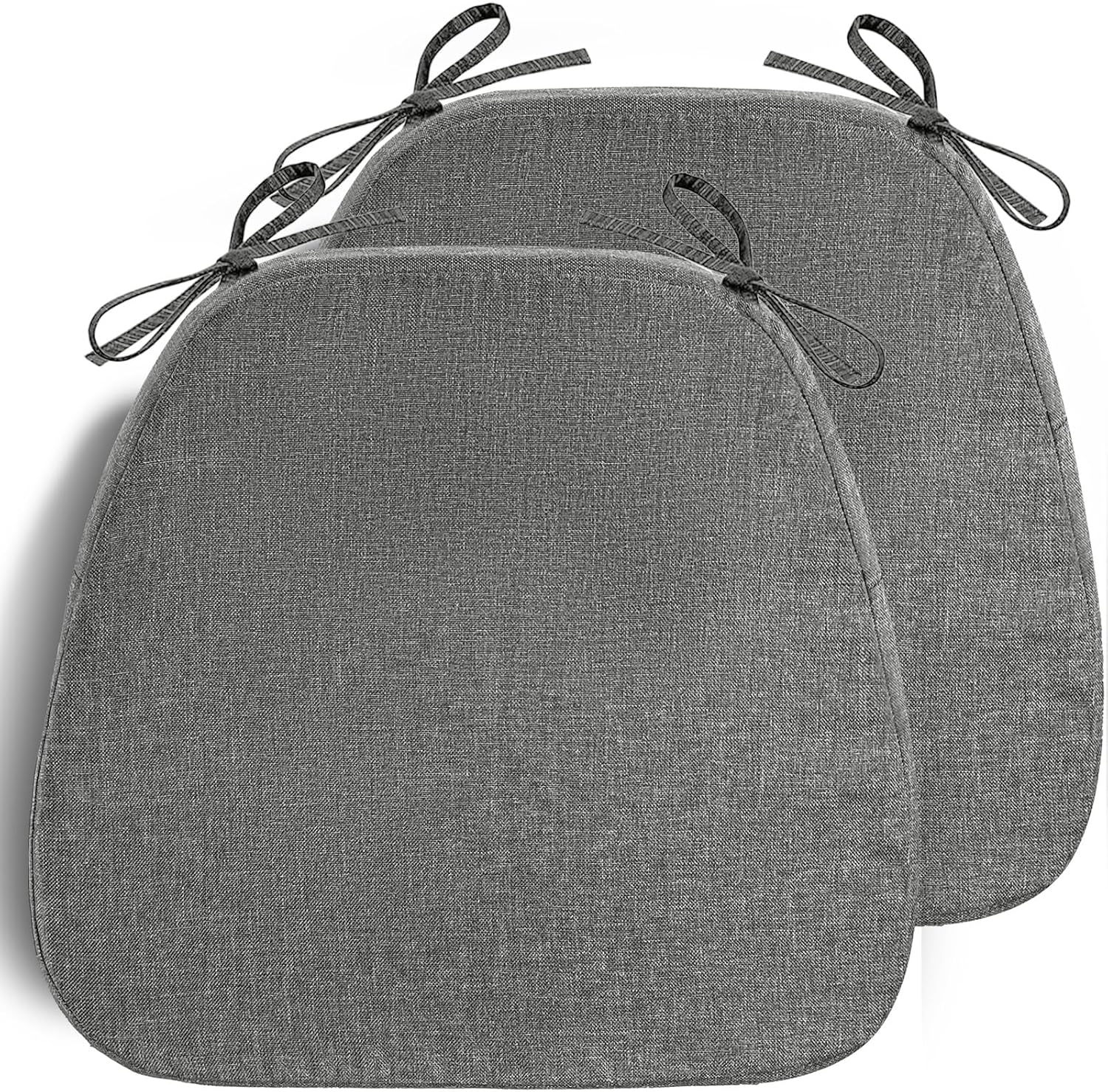 D-Shaped Chair Cushions for Dining Chairs, 2" Thickened Kitchen Seat Cushion with Removable Cover Anti Slip Indoor Chair Cushions for Dining Room/Kitchen Room, 17.5"×16"×2", Set of 2, Grey