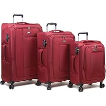 Dejuno Twilight New Generation Lightweight Nylon 3-Piece Spinner Luggage Set - Burgundy