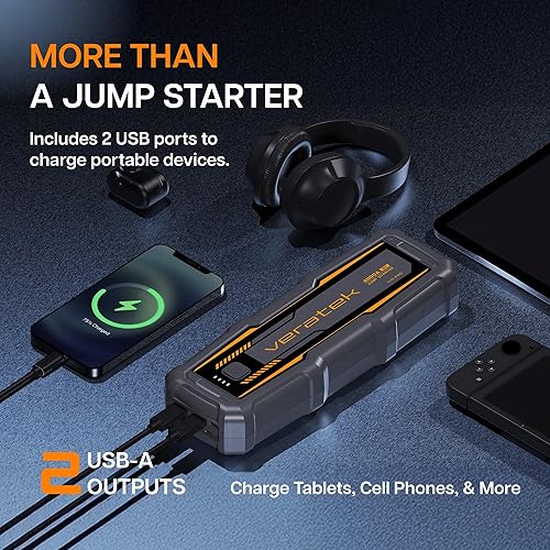 Miniatura 7 de V10 Pro 4000A batería de coche arrancador portátil (10.0L de gas y 8.0L diesel) - Paquete de refuerzo de batería de litio de 12 V con seguridad