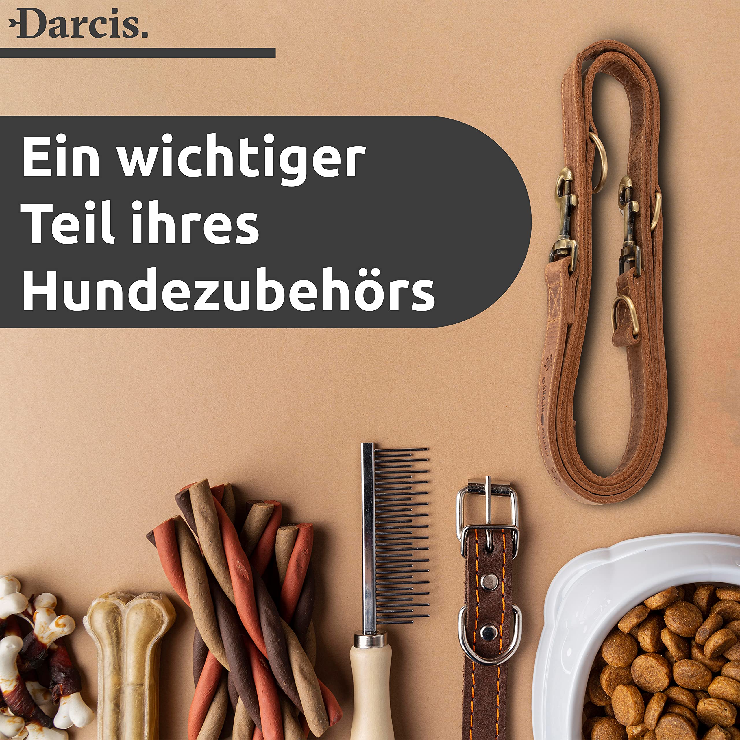 Greenburry Hundeleine Braun 200 cm - Extrem Robust aus hochwertigem und doppellagigen Rindsleder (2,5 cm breit) - Ideale Hunde Leine für Große Hunde - 3 Fach verstellbar - Rostfreier Karabinerhaken