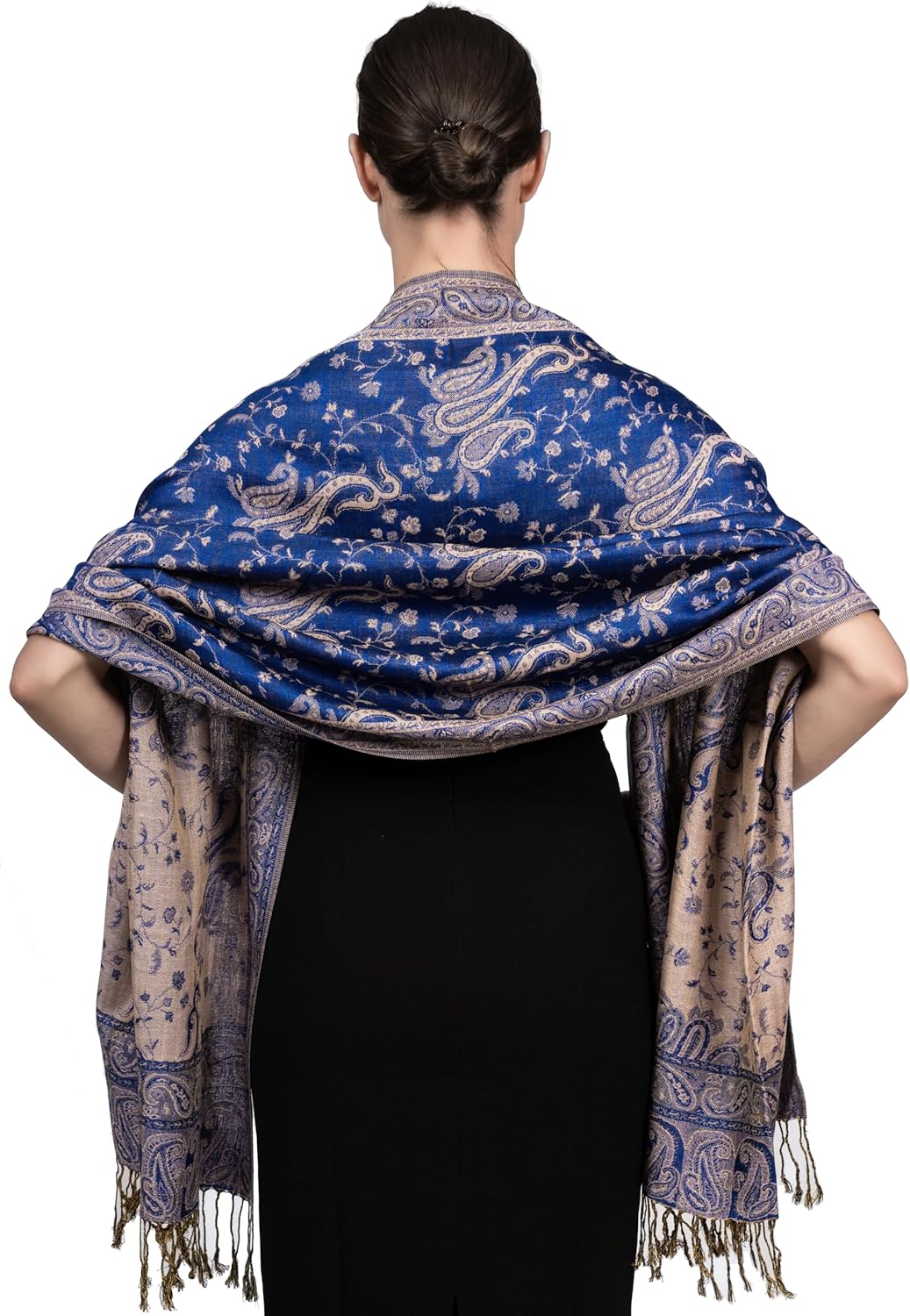 Achillea Reversible Paisley Pashmina Rave Scarf – Exotic Indian Shawls and Wraps for Evening Dresses, Festivals, All Seasons - Image 4