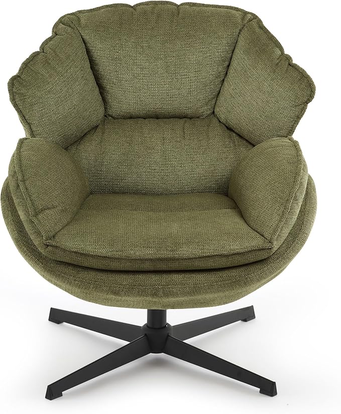 Sillón Giratorio Tapizado, Verde, Grande con Patas Metálicas miniatura 9