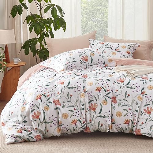 Vista 31 de Bedsure - Funda de edredón tamaño Queen, reversible rosa Queen, cierre de cremallera, juego de ropa de cama de 3 piezas con bonito estampado floral