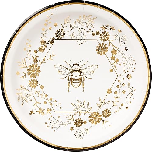 C.R. Gibson Honeycomb Hive - Platos de almuerzo de lámina dorada, 8 unidades (TW13-25361), medianos