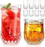 Ruckae 8-Piece Drinking Glasses Set: 4x6.8oz & 4x15.2oz Clear Diamond-Patterned Glassware, Dishwasher Safe for Water, Beer, Cocktails