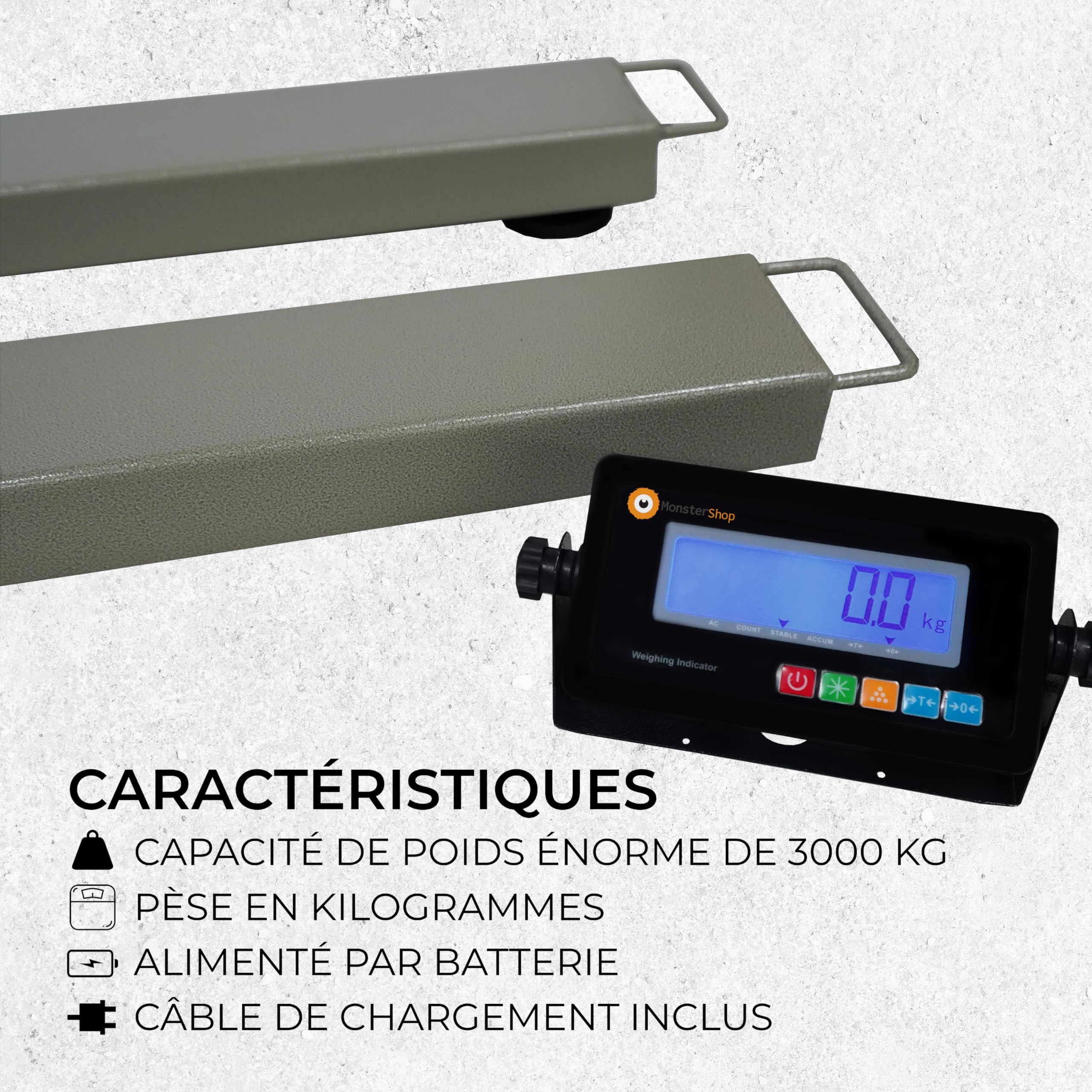 T-Mech Balance de Pesage Industrielle pour Palettes, Barres Peseuses de 120cm x 12cm x 6cm
