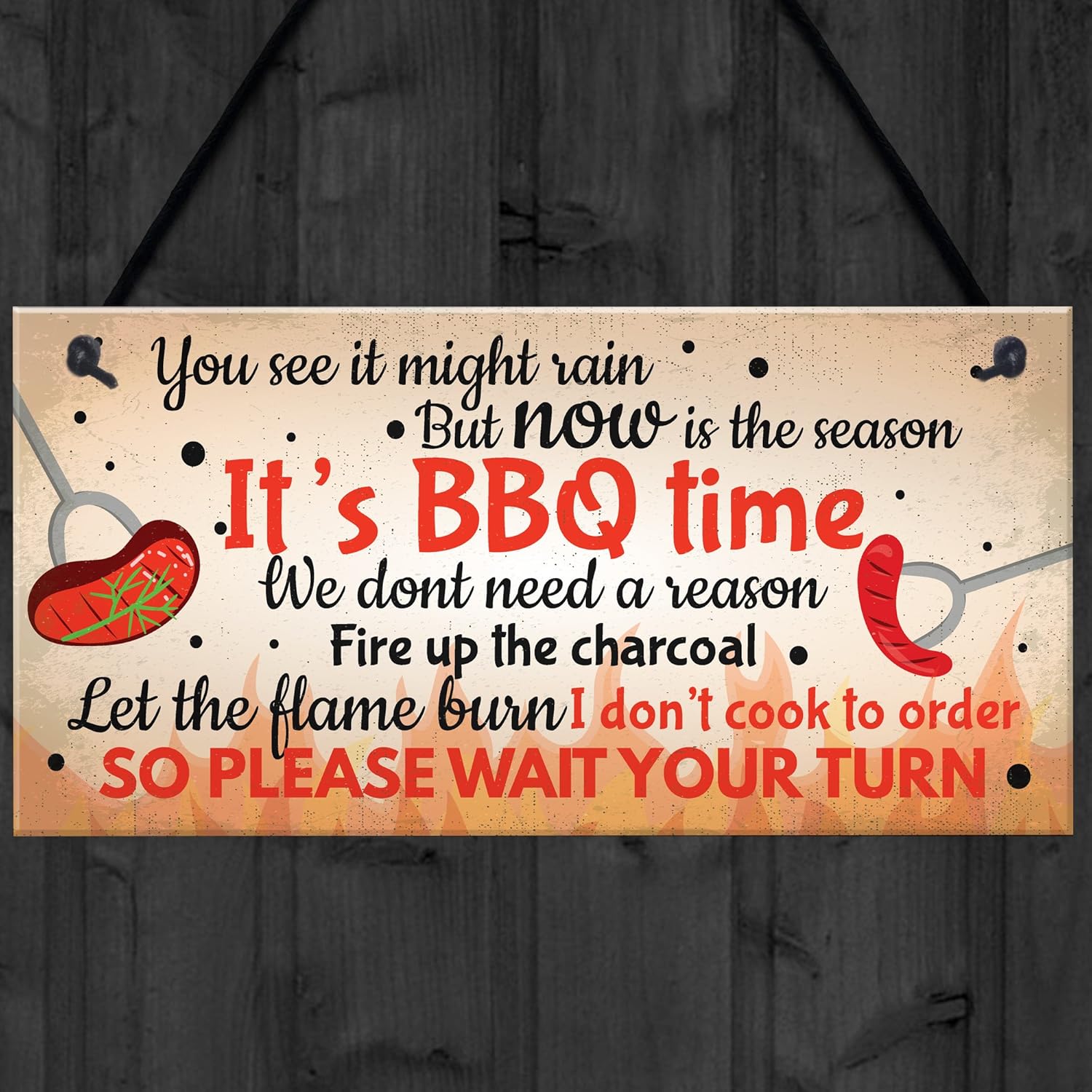 RED OCEAN BBQ Novelty Hanging Garden Sign SummerHouse Bar Man Cave Shed Plaque Friendship Gift