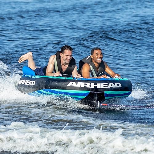 Miniatura 20 de Airhead G-Force Inflatable Towable Tube 2-4 Rider Models Dual Tow Points Full Nylon Cover Kwik-Connect Patented Speed Valve Boat Tubes