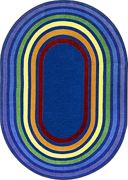 Joy Carpets Rainbow Rings 310" x 54" Oval Area Rug in Color Multi