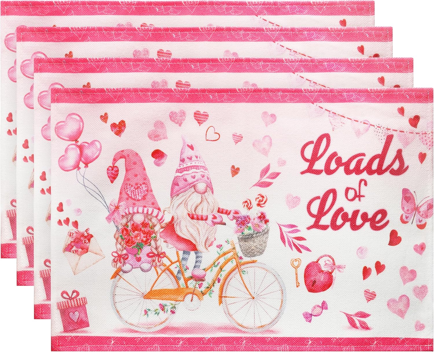 Eiuflka Valentines Day Placemats Set of 4 Love Heart