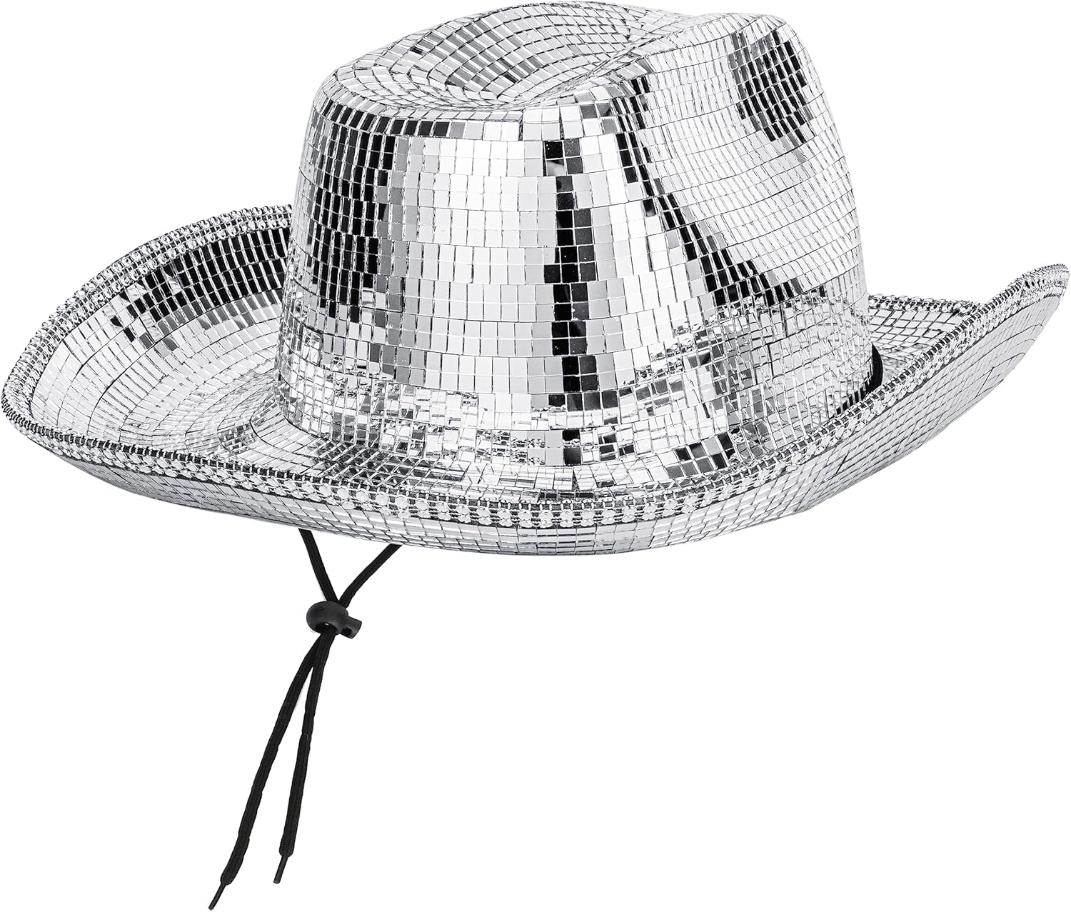 Silver-Disco-Ball-Cowboy-Hat Mirrored Sparkly Cowboy Hat Fun Cosplay Party Hats Festival Hat for Women and Men - Image 5