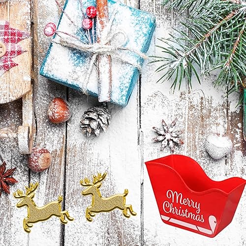 Miniatura 5 de LLE - Contenedores de plástico con forma de trineo de Papá Noel, almacenamiento rojo para golosinas navideñas, decoración del hogar, cesta de