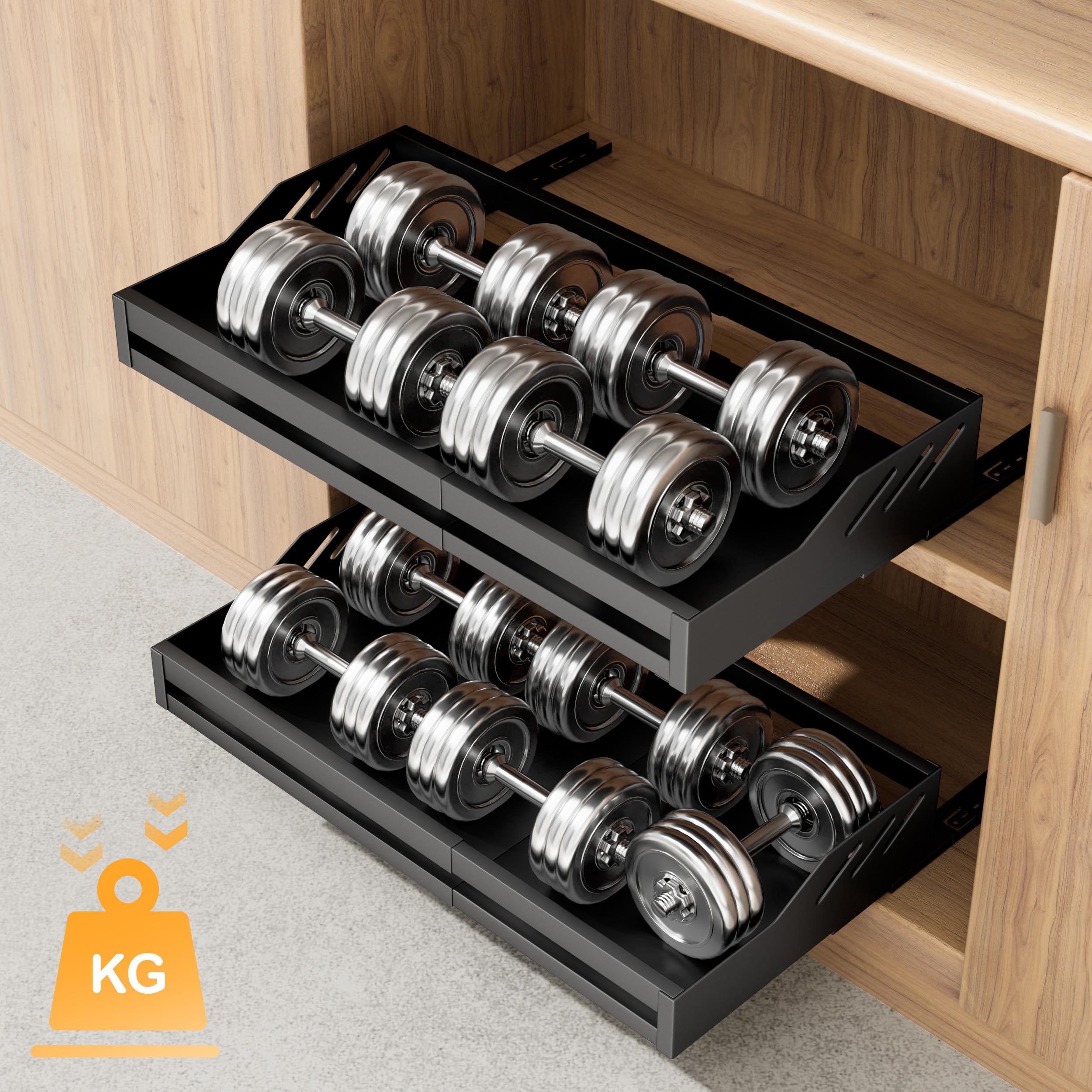 OUTBROS Teleskopschublade, Ausziehbare Schublade Küche(39-60), Schwarz