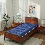 Jamdok 10cm Narrow Twin Cot Matelas Topper,3-Layer Matelas pliable de structure, Mousse de mémoire de sel,Couvercle amovible,Portable Roll Up Sleep Pad(190X75X10cm) bleu