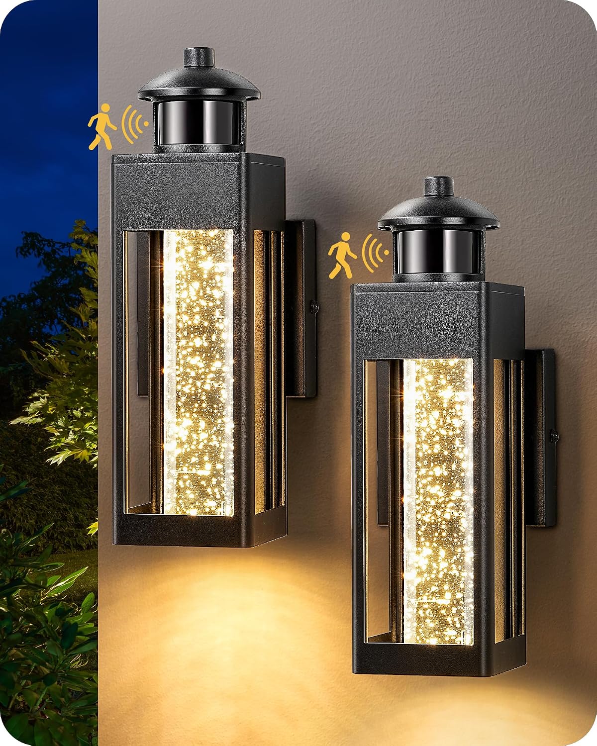 EDISHINE Modern LED Outdoor Wall Light Fixtures, Motion & Photocell Sensor,