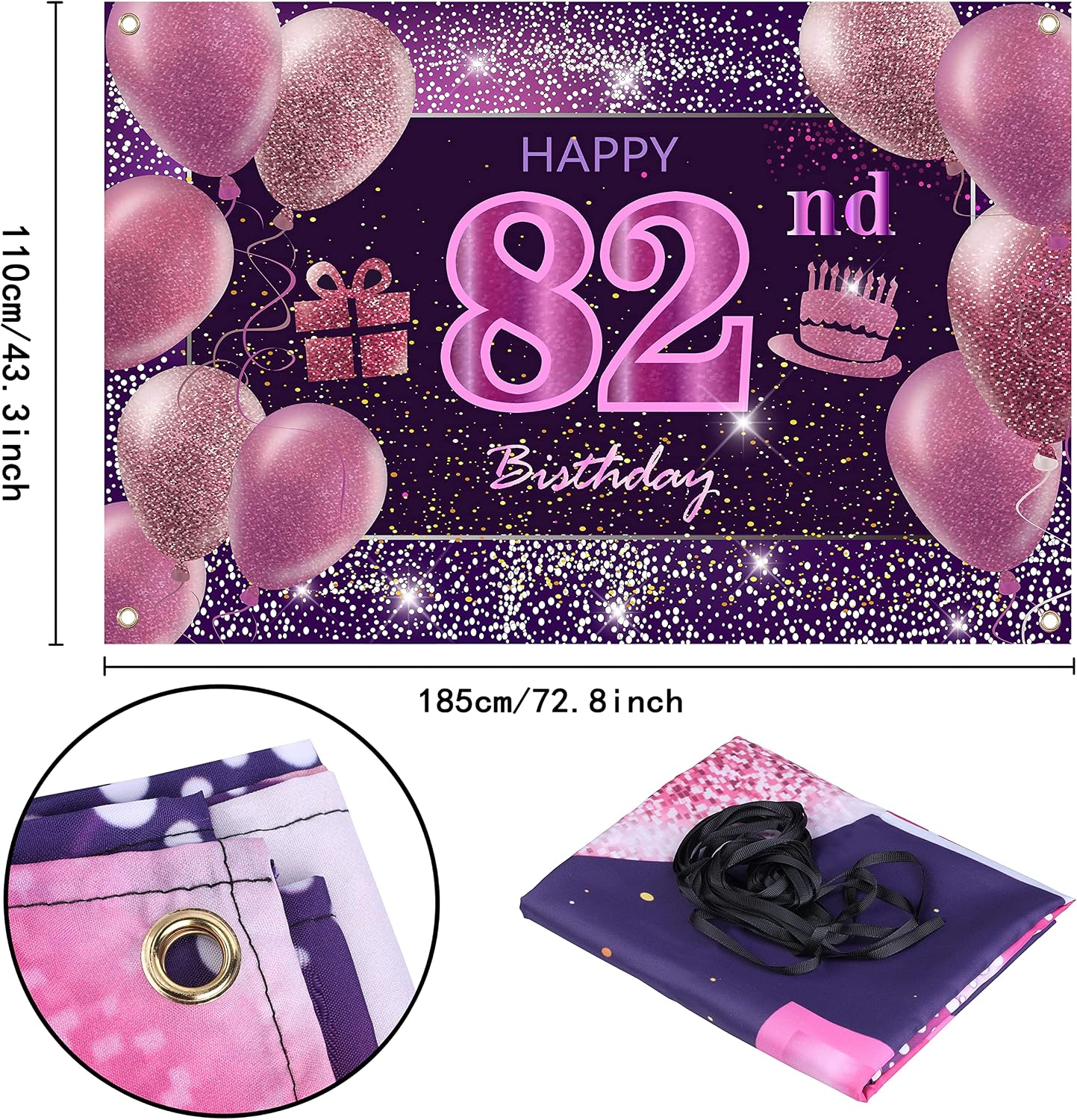 IMISI Happy Birthday Banner - Pink Birthday Backdrop Decorations for a Party, 82 - Image 3