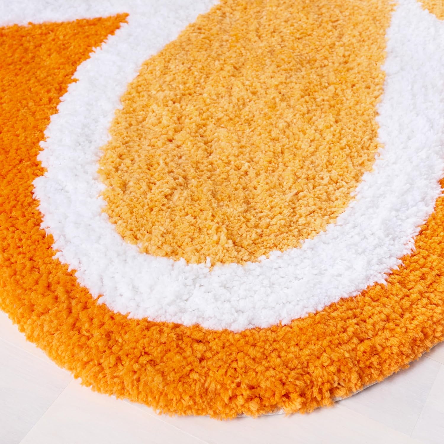 SAFAVIEH Novelty Collection Area Rug - 5' Round, Ivory & Orange, Handmade Floral Wool, Ideal for High Traffic Areas in Living Room, Bedroom (NOV902P)