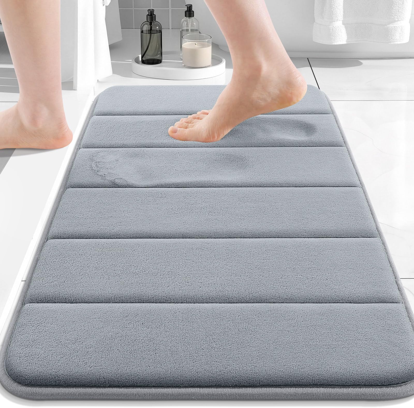 Buganda Memory Foam Bath Mat 24 x 16, Ultra Soft Absorbent Bathroom Rugs