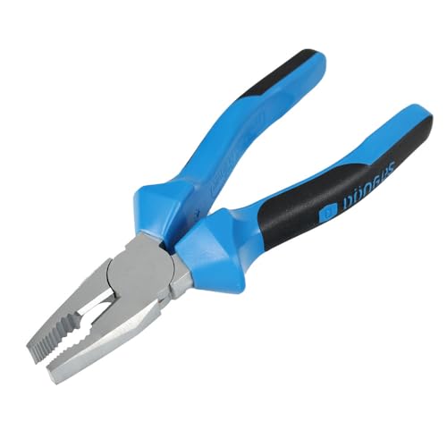 Dönges Alicates combinados, 200 mm, DIN ISO 5746, fabricado en Alemania, para alambre blando y duro, color: azul/negro, cortador lateral