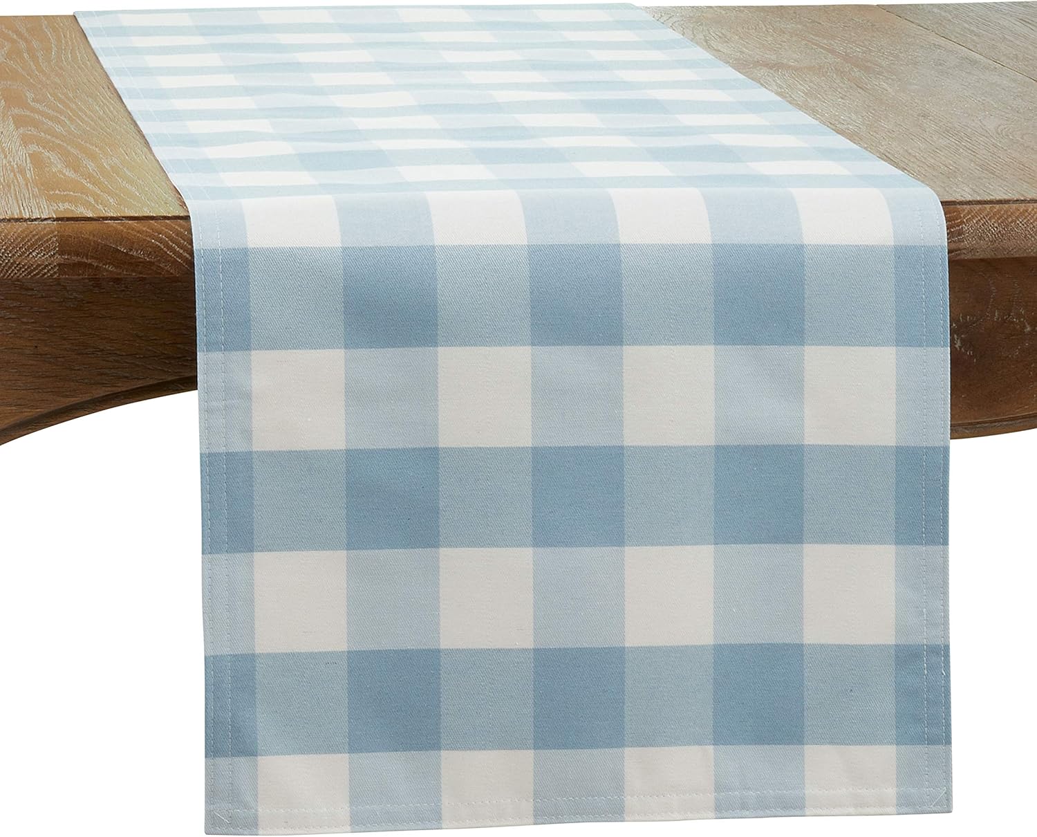 SARO LIFESTYLE Nautica Collection Cotton And Poly Blend Buffalo Plaid Runner, 16" x 120", Blue