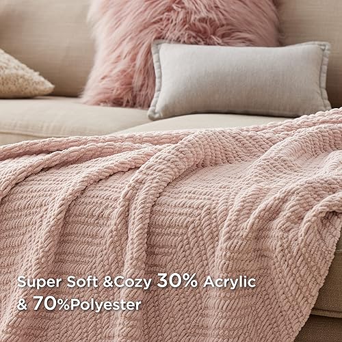 Miniatura 31 de Bedsure Mantas de Felpilla para Sofá - Manta de Chenilla Tejida de Punto Grueso Texturizado - Manta Boho Decorativa Súper Suave y Cálida con Borlas