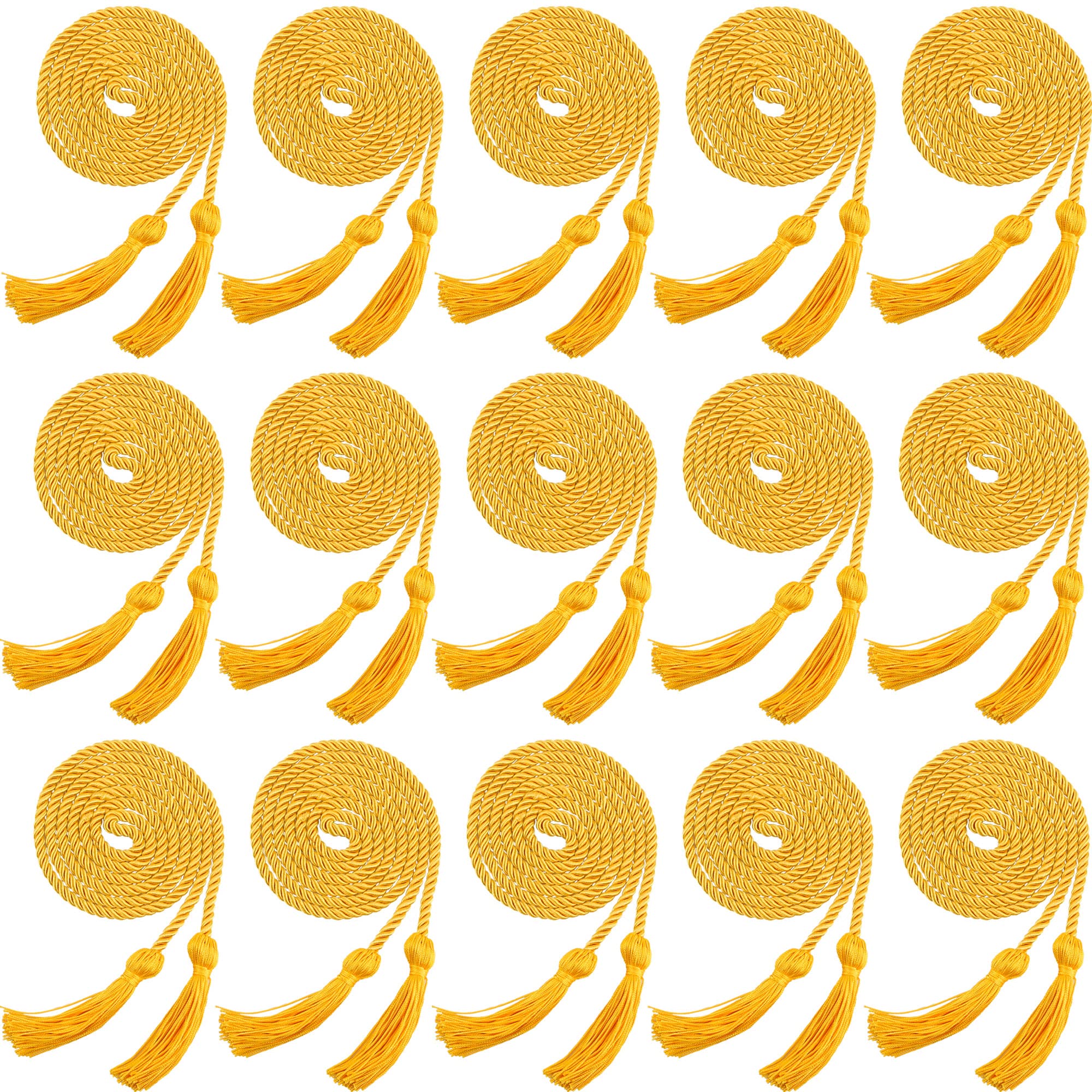 Cordons tressés pour remise de diplôme jaune lot de 15 cadeaux de réussite scolaire