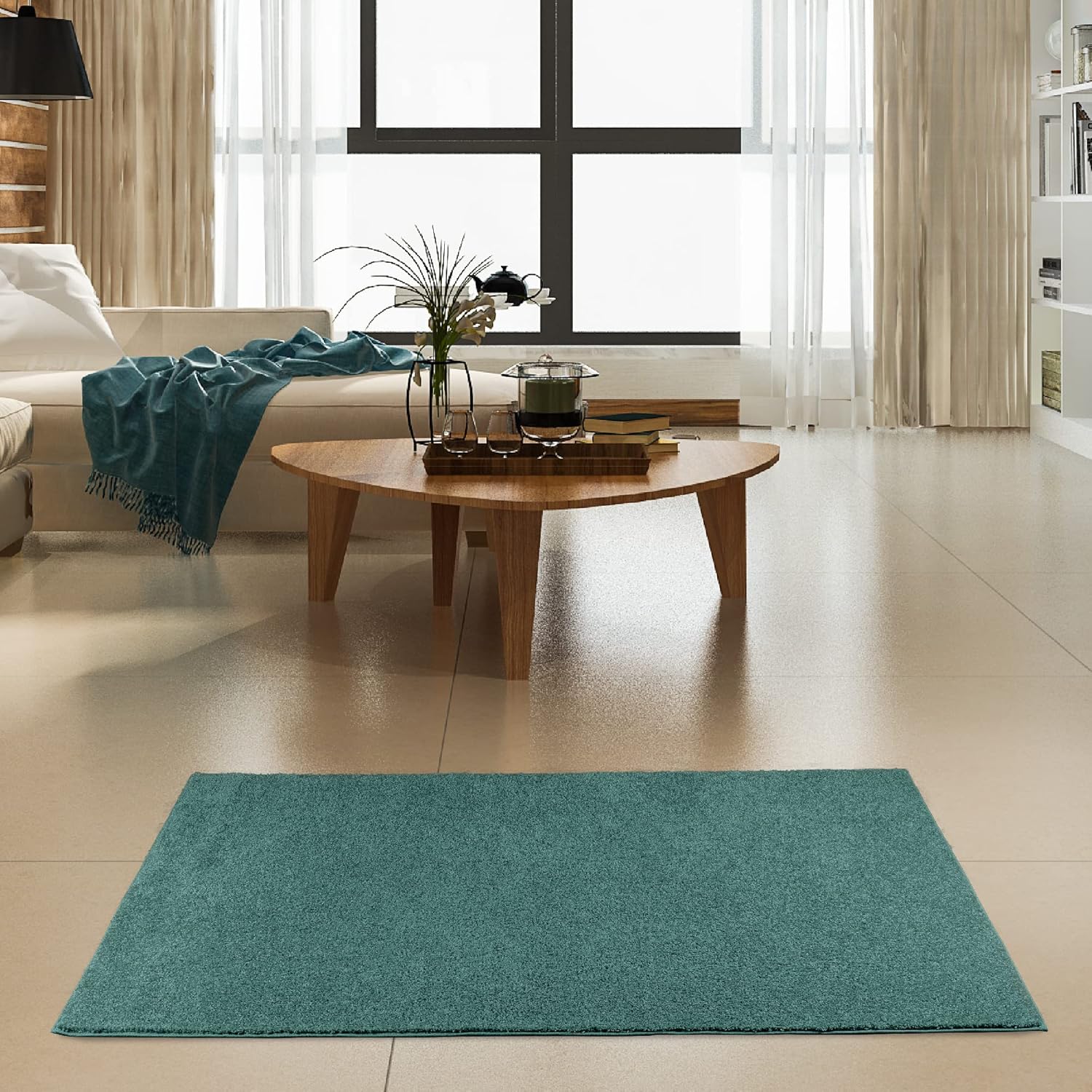 Teal 5×7 Pet-Proof Stain Resistant Indoor Area Rug