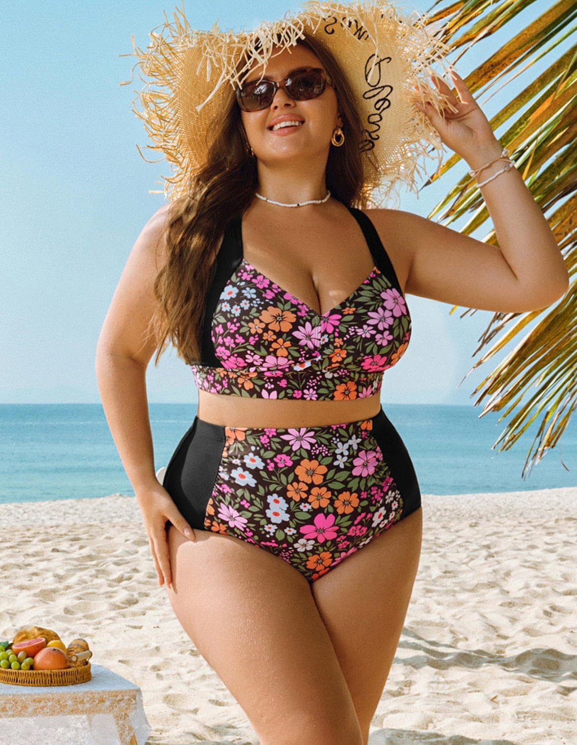 Hanna Nikole Womens High Waisted Bikini Sets Tummy Control Swimsuit Ruched Two Piece Bathing Suit - Image 2