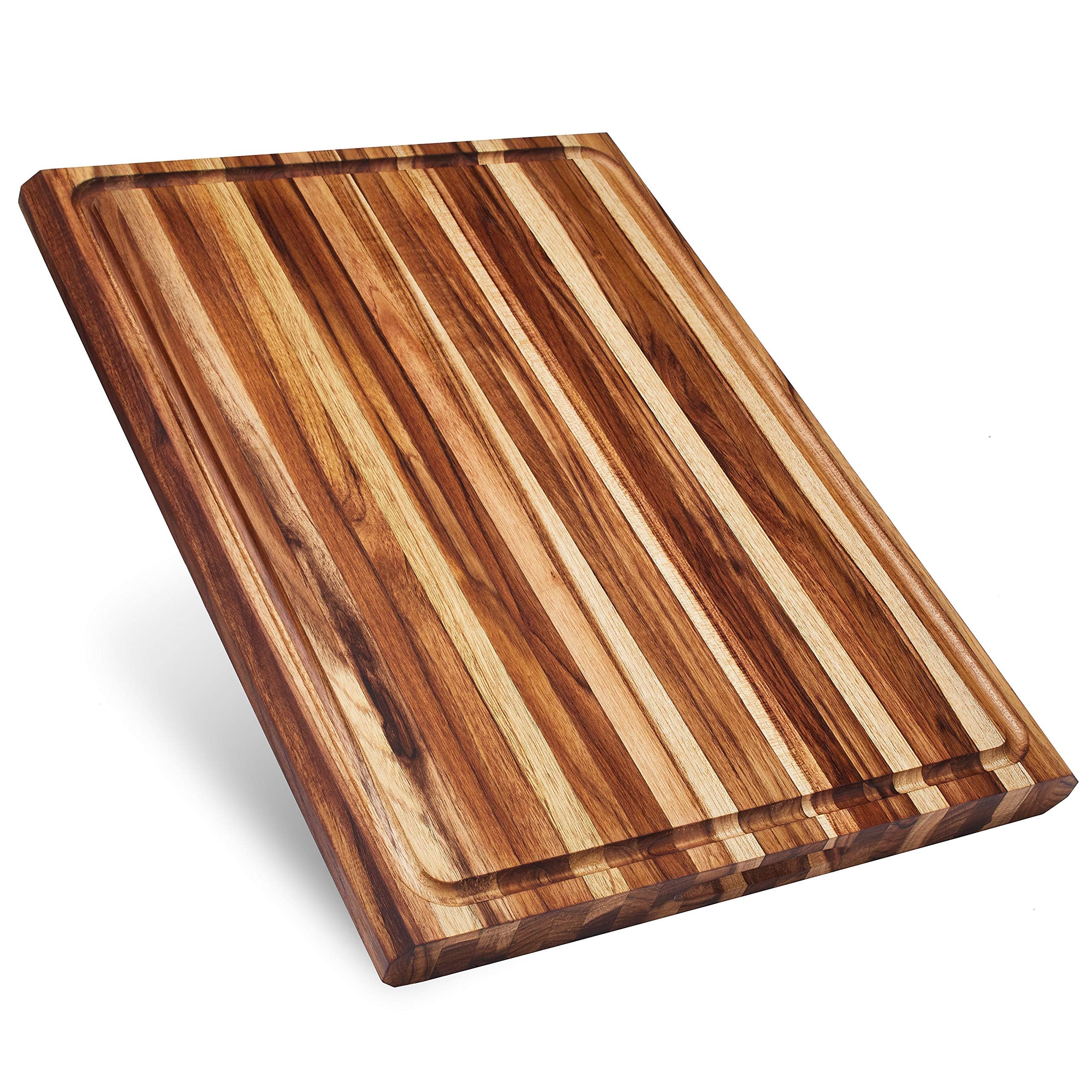 Sonder Los Angeles Highland Extra Large Cutting Board | Teak Edge Grain Cutting Board for Kitchen with Juice Groove | Perfect for Charcuterie | Gift Box Included | 23x17x1.5 in