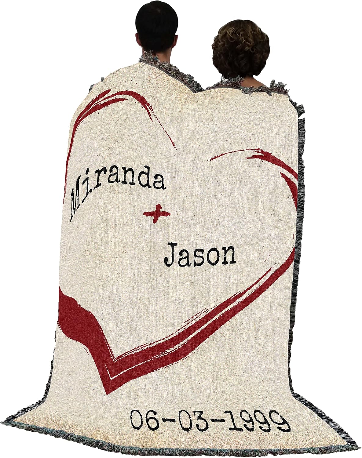 Pure Country Weavers Heart with Names Blanket - Personalized Gift for Dog Lovers - Tapestry Throw Woven from Cotton - Made in the USA (72x54)