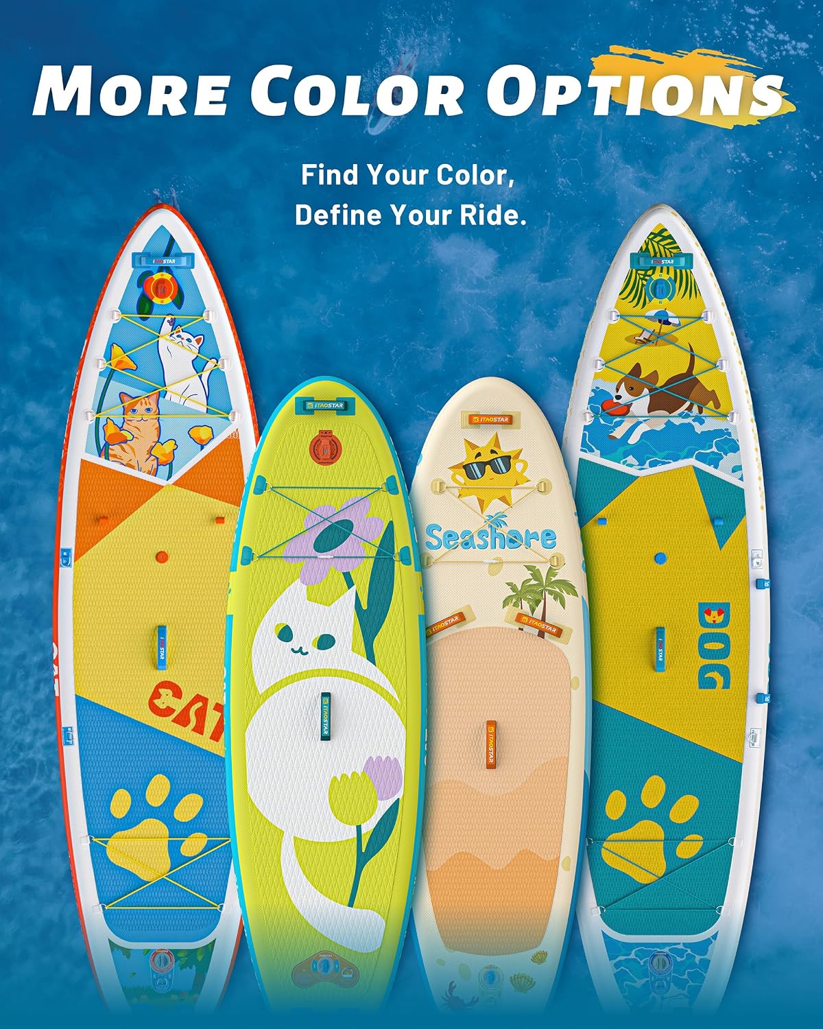 iTAOSTAR Pets 8'×29" / 11'×35" / 11'6"×34"/11'×34" Inflatable Paddle Board, One-Stop Premium SUP Accessories, Extra Wide Paddle Board for More Balance, Tailored Fins for More Fun