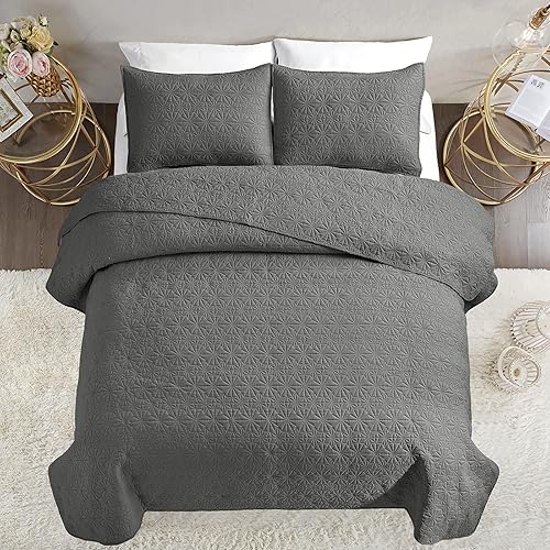 Mocaletto Juego de edredón de lujo de 3 piezas tamaño Queen, elegante y reversible, juego de ropa de cama azul con fundas de almohada, colcha de