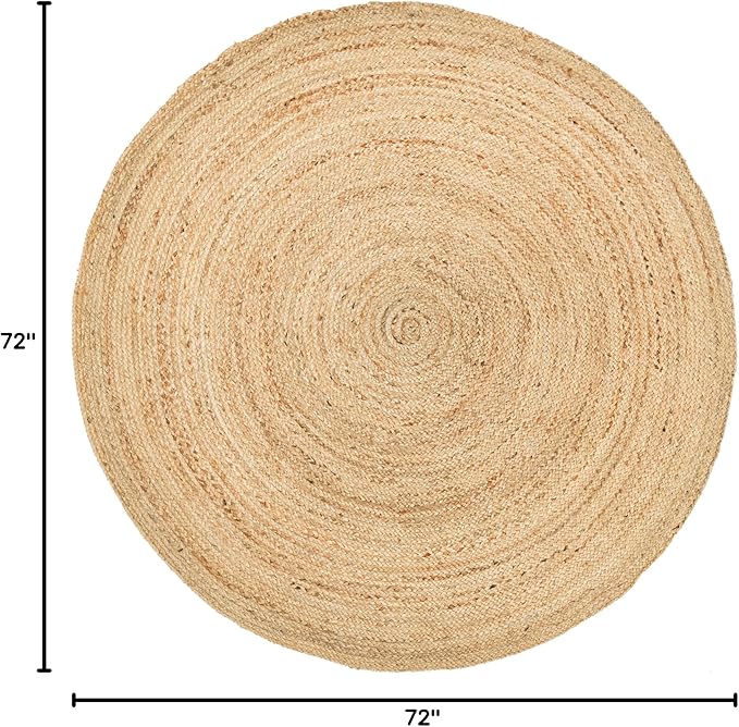 Tapete Redondo de Yute Natural HOMEMONDE 6 pies Trenzado Reversible miniatura 3