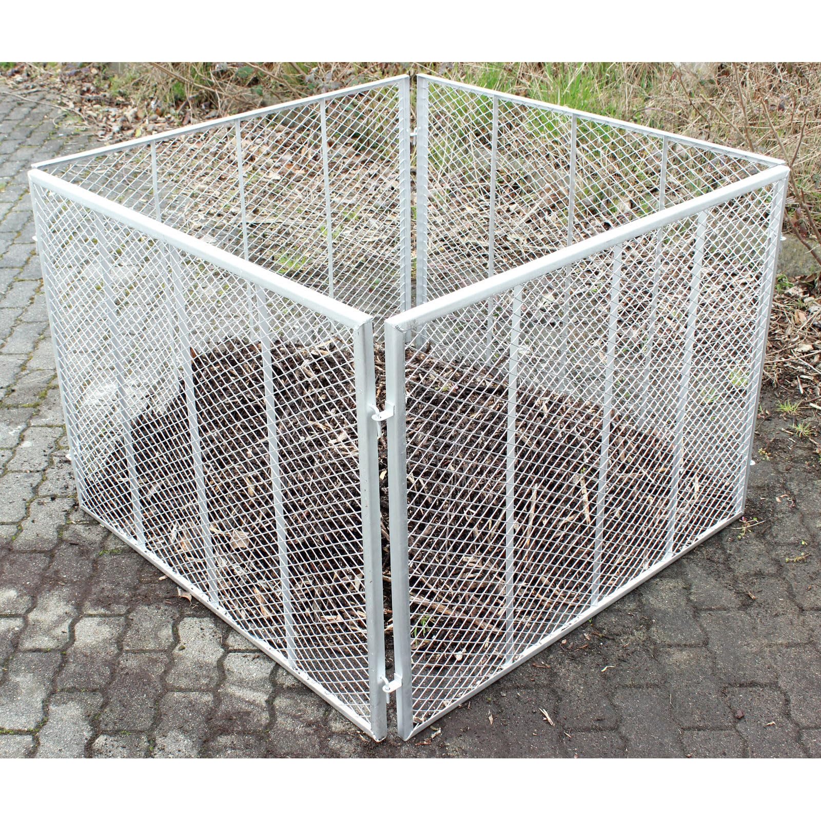 2X Komposter 100x100x80 cm Feuerverzinkt Metallkomposter aus Streckmetall Gartenkomposter für 800 Liter Kompost Kompostbehälter Biokomposter