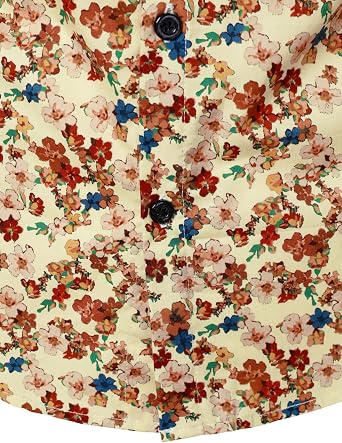JOGAL Mens 70s Disco Floral Dress Shirt Long Sleeve Button Down Shirts