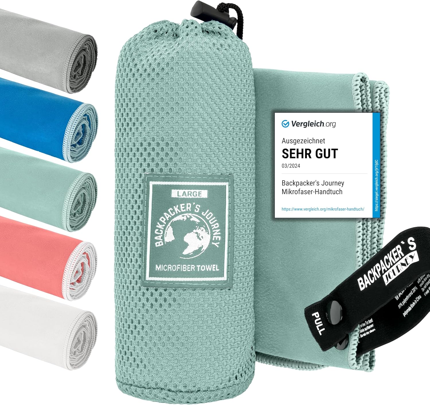 Backpacker’s Journey Microfibre Towels in S, M, L, XL, Travel Towel Sets, Lightweight, Quick-Drying, Absorbent and Antibacterial