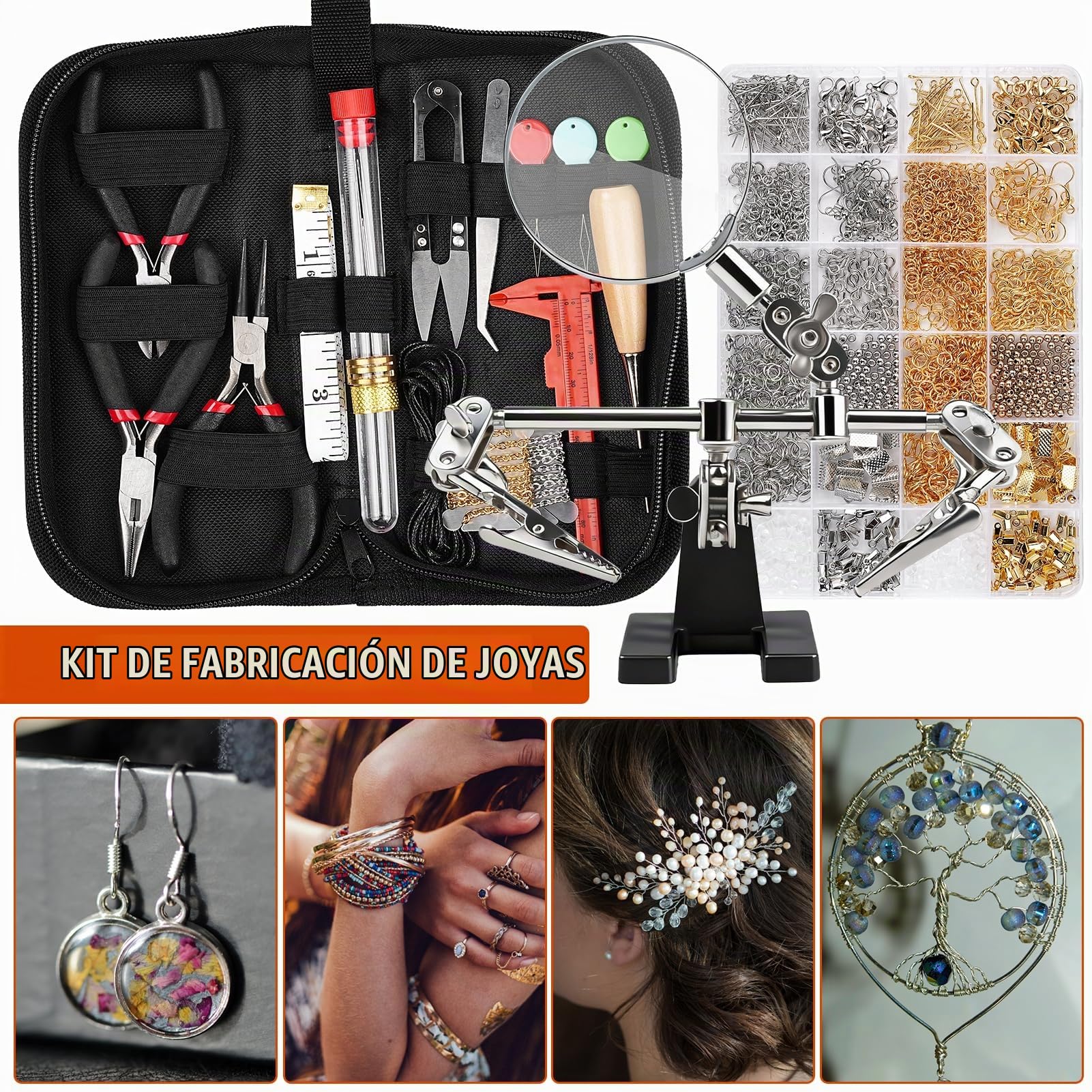 LetCart Kit de suministros para hacer joyas con herramientas, cables y elementos para reparación de joyas y abalorios — Juego perfecto para principiantes y profesionales en creación de joyas