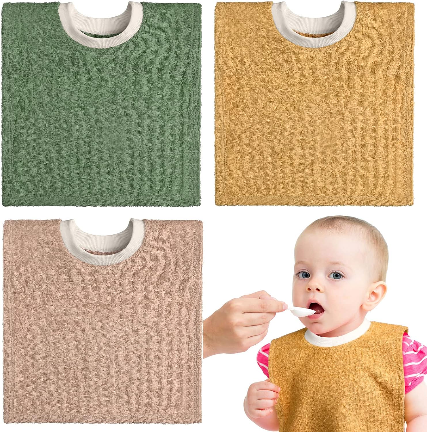 VitalCozy 3 Pieces Full Coverage Toddler Bibs Absorbent