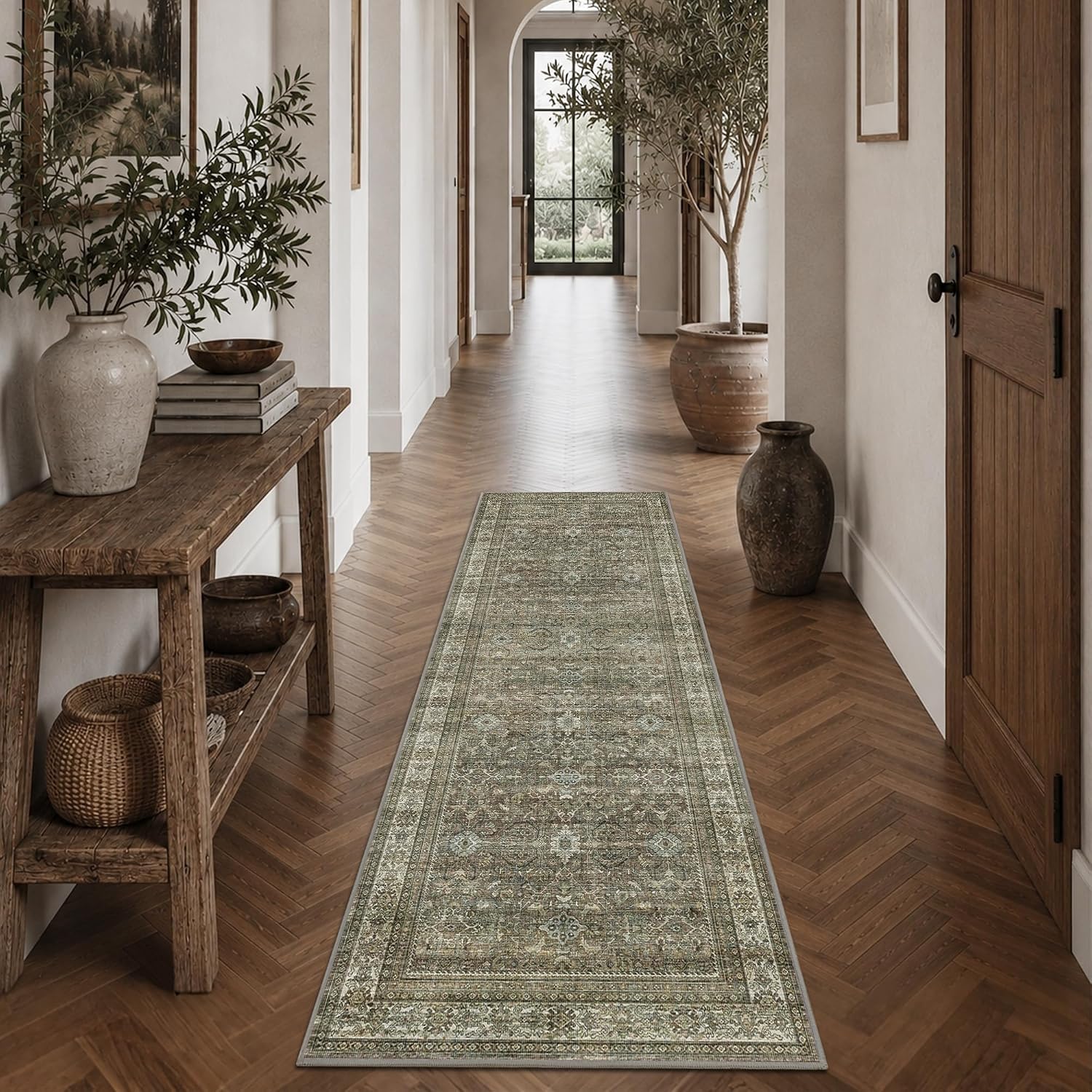 Honest review of Schweek 2x6 Hallway Runner Rug Washable Non Slip Rugs Vintage Brown Grey
