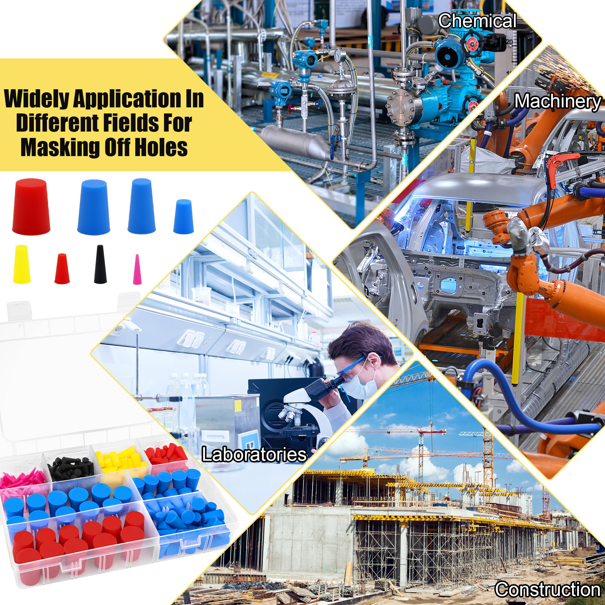Silicone Rubber Stoppers - 260 Pcs, 8 Sizes -7