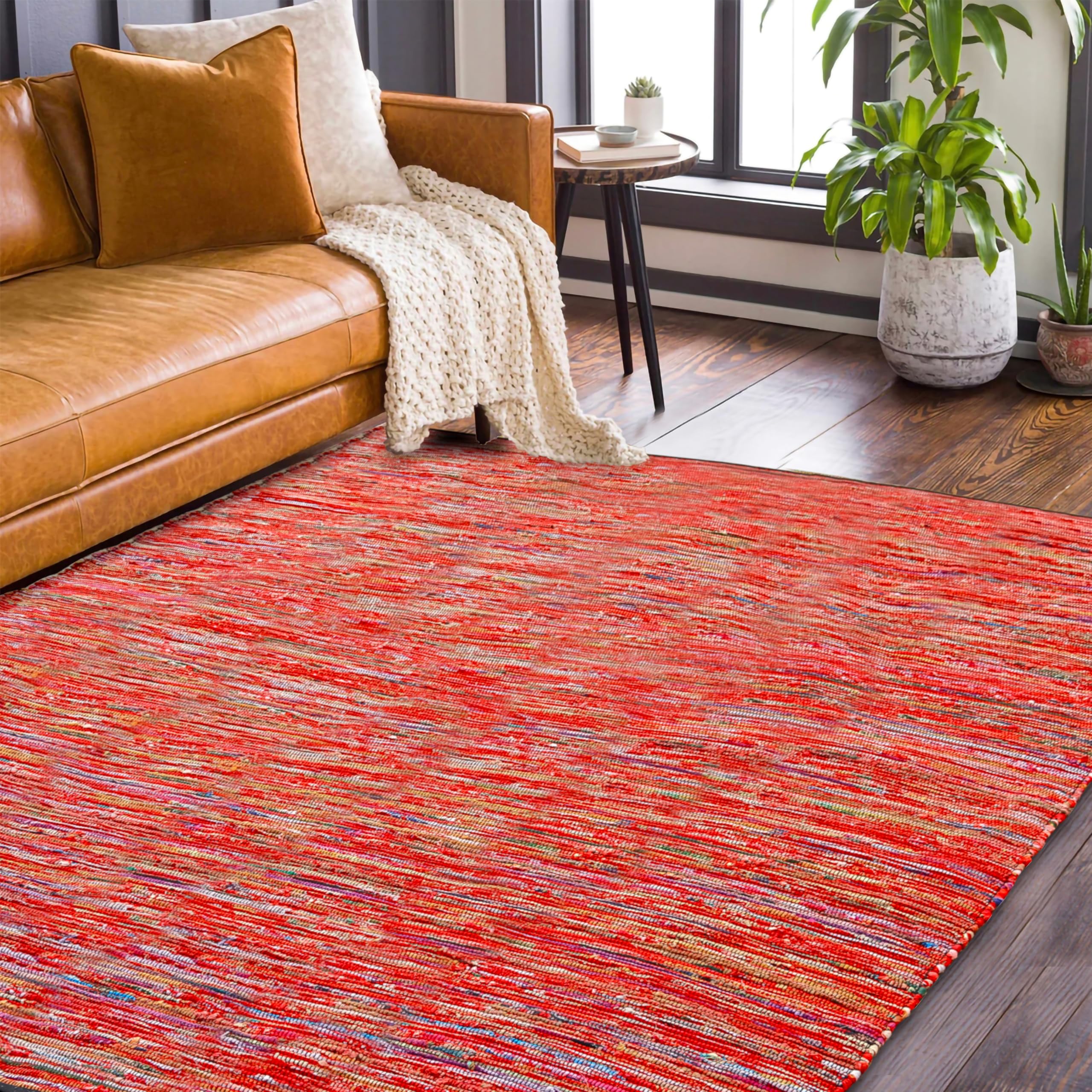 Tappeti in cotone multi Chindi intrecciati a mano – Tappeto rettangolare in stile bohémien intrecciato a mano – tappeti chindi intrecciati riciclati – area biodegradabile 243,8 x 120 cm