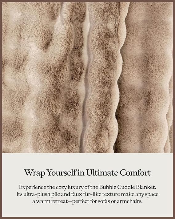 Cozy Earth Bubble Cuddle Blanket, Faux Fur Ultra-Soft Luxury Throw Blanket