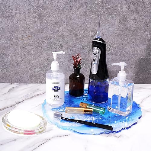 Miniatura 3 de NiArt Bandeja redonda grande con bordes irregulares de 13.4 pulgadas, molde de silicona de fundición de resina epoxi, bandeja rodante para