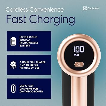 Electrolux Rechargeable Fabric Shaver | 3-Speed Lint Remover for Clothes & Furniture | Eliminates Fuzz & Pilling | Electric Lint Shaver with LED Display & Type-C Fast Charging Port - Black