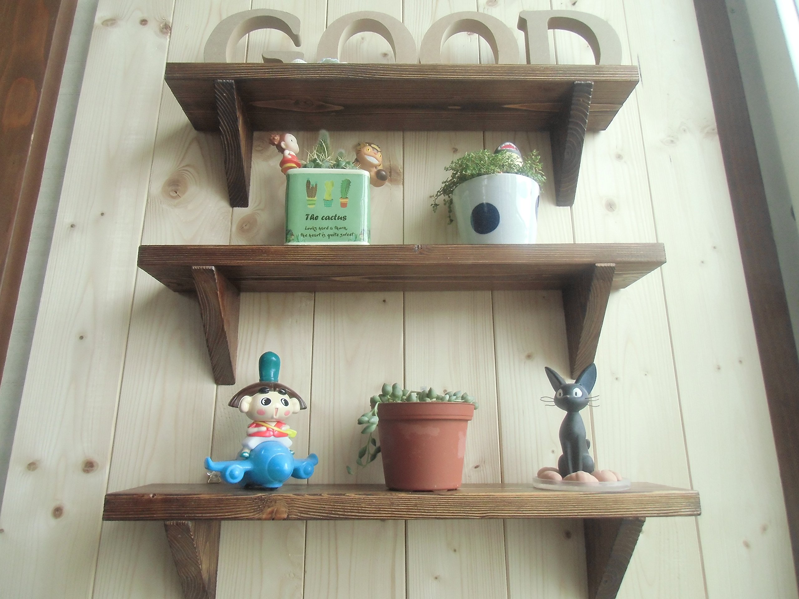 高級月の形の木の飾り棚アンティーク大小2個セット