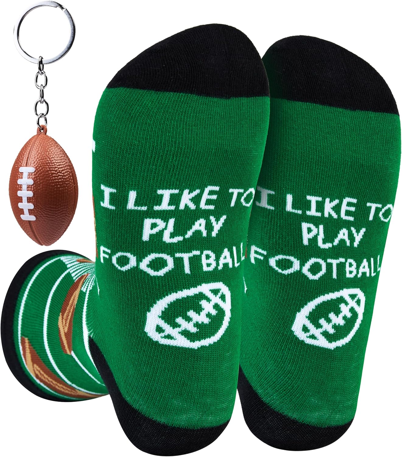 GetTrend Men's Sports Socks with Keychain Gift Set - Novelty Crew Socks for Football Basketball Soccer Golf Fans, Perfect Gifts for Him