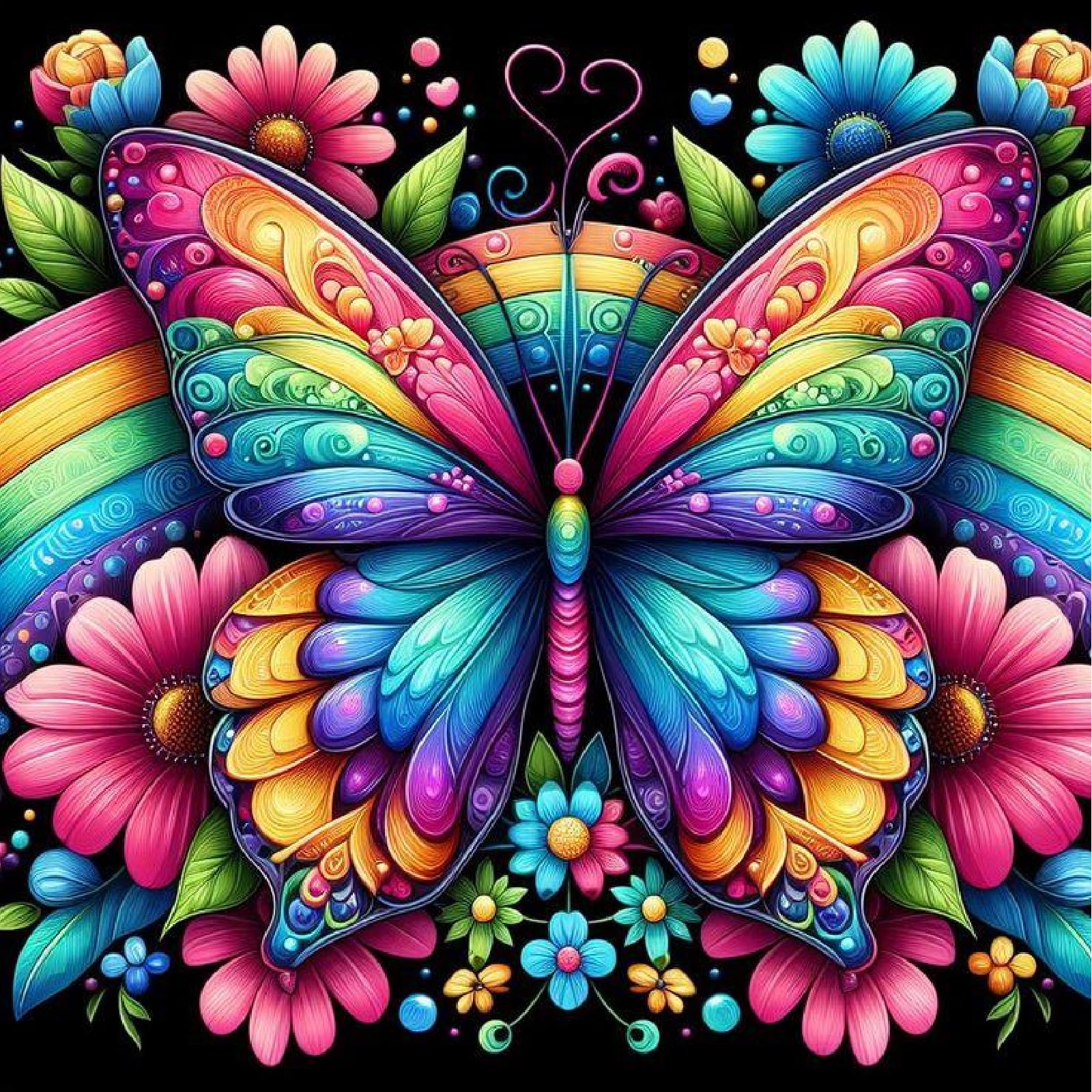 Jakener Butterfly Diamond Art Kits Adults, Diamond Painting Kit for Adults Beginner, DIY Full Round Drill Crystal Gem Art Craft, 5D Adults Paint by Diamonds Dots for Home Wall Decor 14x14 Inch